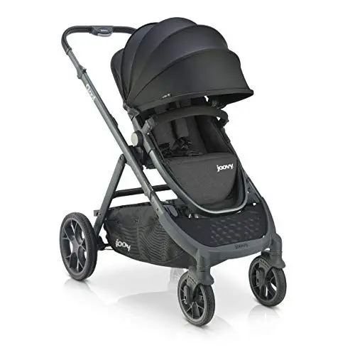 Produktbild: Joovy Qool Reisesystem-Kinderwagen, Premium-Multifunktions-Kombikinderwagen, Wächst Von Einzel- Über Doppel- Bis Hin Zu Dreifach Mit Zusätzlichem Zubehör, Schwarz Melange