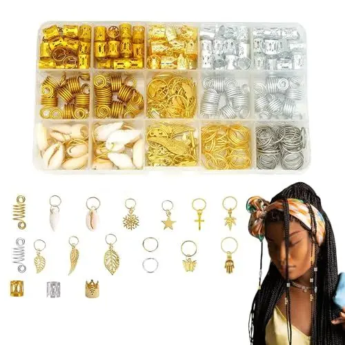 Produktbild: Jormftte 230 Stück Dreadlocks Schmuck, Braids Schmuck Gewebter Haarschmuck, Dreadlock-Haar-Accessoire-Set, Metall Haarringe für Zöpfe, Dreadlocks Zubehör zum Schmücken von Damen- und Herrenhaaren