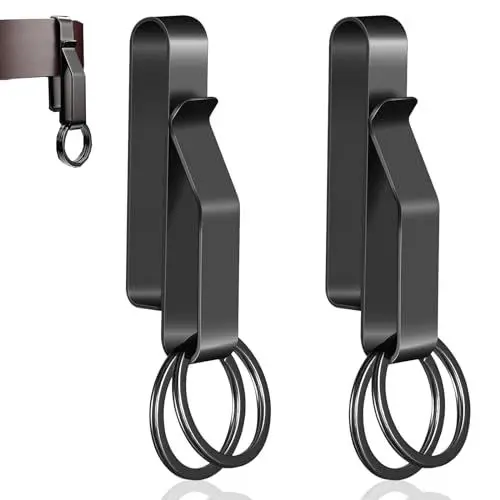 Produktbild: Jormftte 2pcs Schwerlast SchlüSselhalter GüRtel, Mit 4pcs Metall SchlüSselringen, Taktischer SchlüSsel, Edelstahl MäNner SchlüSselanhäNger, Geeignet FüR ArbeitsgüRtel Von Polizei Und Feuerwehr