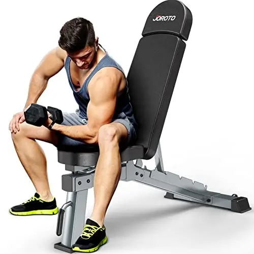 Produktbild: JOROTO Premium Hantelbank | Praktische Fitnessbank, geeignet als Schrägbank & Flachbank Bankdrücken Bank für Ganzkörpertraining | MD80, Folding Flach Einstellbar Bauch