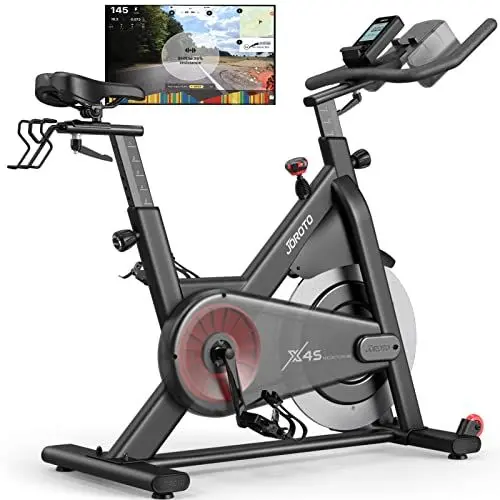Produktbild: JOROTO X4S Bluetooth Heimtrainer Fahrrad, Ergometer Homtrainer mit lesbarem Magnetwiderstand, Indoor Cycling Bike mit Riemenantrieb - 160KG Belastbar