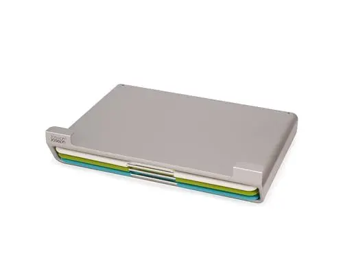 Produktbild: Joseph Joseph Folio Slim 3 teiliges im Schrank, Regal hängendes Schneidebrett-Set, grün/blau/silbern