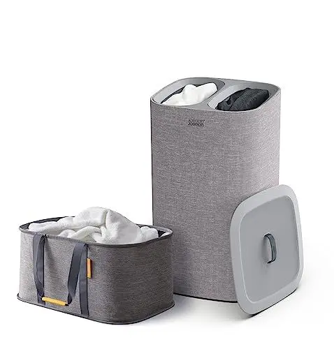Produktbild: Joseph Joseph Laundry 2er Set - Hold-All 35L Faltbarer Wäschesammler und Tota 60L Wäschekorb mit deckel mit 2 fächer abnehmbaren Taschen - Grau