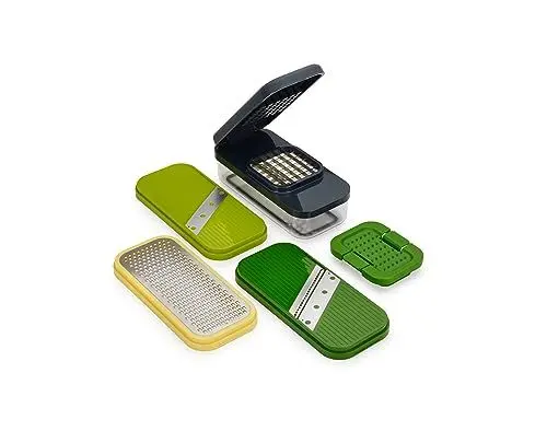 Produktbild: Joseph Joseph Multi-Prep Compact 4-in-1 Multifunktionsset, Gemüsehobel, Zwiebelschneider, Pommesschneider, Käsereibe, Madonline, Julienne-Schneider mit Behälter