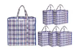 Produktbild: Josephine Osthoff Unisex Schwerlast wasserdichte Aufbewahrungstaschen, Langlebig & Vielseitig, Mit Reißverschluss für Umzug & Einkaufen, 75L Kapazität, Bis zu 20 kg Belastung, Blau, Packung mit 6