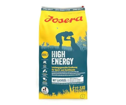 Produktbild: JOSERA High Energy (1 x 12,5 kg) | Adult | Premium Trockenfutter für ausgewachsene aktive Hunde | Geflügel & Lachsöl | ideal für Agile Zucht- und Sporthunde | weizenfrei | Hundefutter | 1er Pack