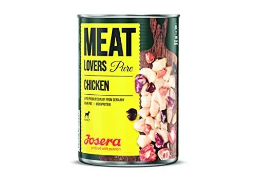 Produktbild: JOSERA Meat Lovers Pure Chicken (6 x 800 g) | Adult | Premium Nassfutter für ausgewachsene Hunde | extra viel Hühnerfleisch (68%) | Monoprotein | getreidefrei | Hundefutter nass | 6er Pack
