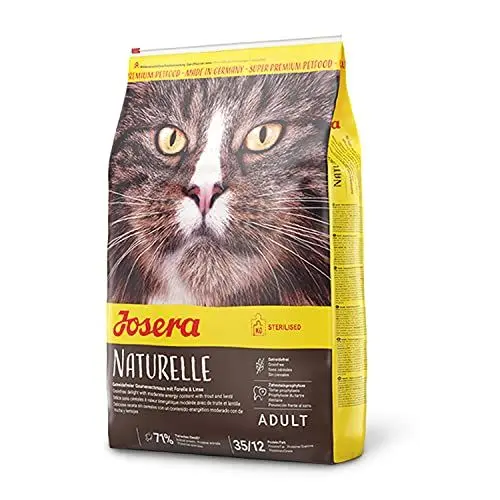 Produktbild: JOSERA Naturelle (1 x 10 kg) | Adult | Premium Trockenfutter für ausgewachsene sterilisierte Katzen | Geflügel & Forelle | mit moderatem Fettgehalt | getreidefrei | Katzenfutter | 1er Pack