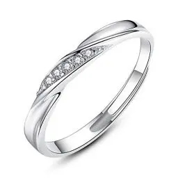 Produktbild: Josfeva Damen Trauringe Paar Ringe, 925 Sterling Silber Offen Verstellbar Partnerringe Verlobungsring Hochzeitsring Band Ring mit Weiß Zirkonia, Geschenk für Ehefrau Mann Freundin Freund