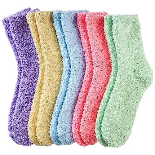 Produktbild: Josnown Kuschelsocken Damen, 5 Paar Weiche Flauschige Socken, Gemütlich Winter Warme Dicke Bettsocken Haussocken - Kein Vergossenes Flaum, Geschenk für frauen, Gr.35-41