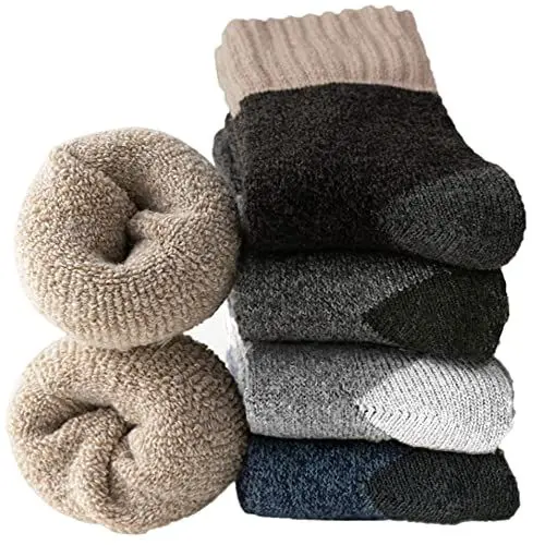 Produktbild: Josnown Thermosocken Herren, 5 Paar Dicke Frotteesohle Winter Warme Socken, Anti Schweiß, Thermo Effekt, Atmungsaktives Wollsocken, Größe 39-45