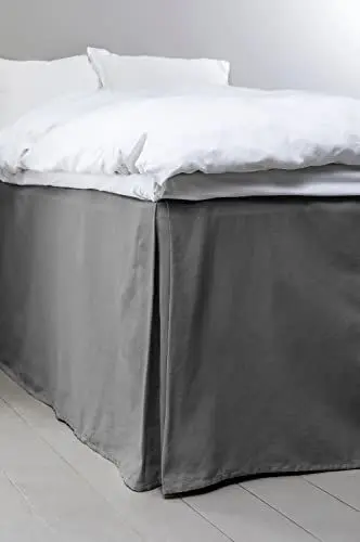 Produktbild: Jotex Colour Betthusse - 100% hochwertige Bio-Baumwolle Bettrock, Höhe 60 cm - Dunkelgrau, 90 x 200 cm