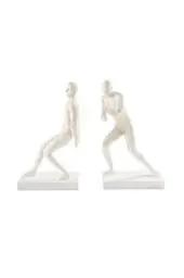 Produktbild: Jotex Push Bücherstütze, stilvolle und Starke dekorative Buchstütze aus Polyresin (2er Set) - Weiß, 26.7X16.5X11 cm
