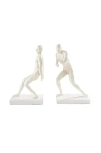 Produktbild: Jotex Push Bücherstütze, stilvolle und Starke dekorative Buchstütze aus Polyresin (2er Set) - Weiß, 26.7X16.5X11 cm
