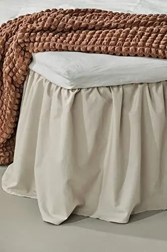 Produktbild: Jotex Zack Volant Betthusse - 100% hochwertige Bio-Baumwolle Bettrock, Höhe 45 cm - Beige, 180 x 200 cm
