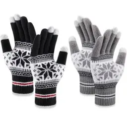 Produktbild: Jovego Handschuhe Damen, Schwarze Handschuhe Touchscreen, 2 Paar Warme Winterhandschuhe mit Plüschfutter, Handschuhe Herren Winter, für Skifahren Radfahren und SMS