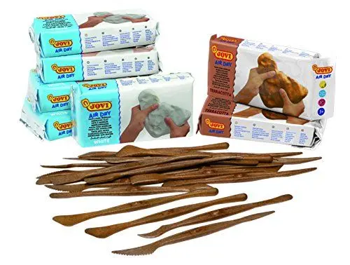 Produktbild: Jovi Air Dry Modelliermasse, gebrauchsfertig, lufttrocknend, auf Basis von Feuchtton, 3,5 kg, inkl. Modellierwerkzeug