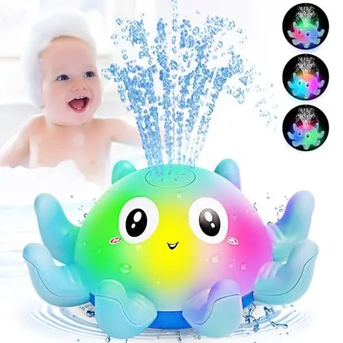 Produktbild: Jovicos Badewannenspielzeug, Oktopus Spray Wasserspielzeug mit Licht, Badespielzeug Baby ab 1 Jahr, Badewann Spielzeug Kinder Geschenk (Blau)