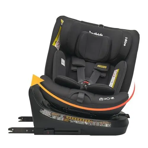 Produktbild: Jovikids 360° Drehbar Kindersitz mit ISOFIX und Ruheposition, i-Size(ECE R129) 40-150cm(0-36kg) Reboarder Baby Autositz, ab Geburt -12 Jahre (schwarz)