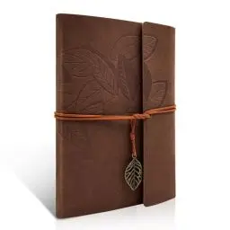 Produktbild: PU Leder Notizbuch Vintage Nachfüllbar Gebunden Schönes Reisetagebuch Tagebuch Ringbuch Skizzenbuch Vintage Notizbuch (A5 Dunkelbraun)
