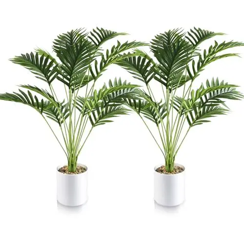 Produktbild: Joyblossom Kunstpflanzen Groß, 73cm Kunstpalme, Künstliche Palme im Topf, Künstliche Pflanzen Wie Echt, Palme Künstlich für Büro, Wohnzimmer, Schlafzimmer, Dekoration im Innenbereich, 2 Stück