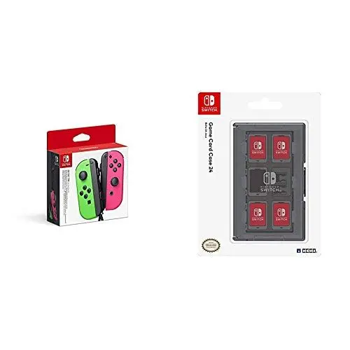 Produktbild: Joy-Con 2er-Set Neon-Gr√ºn/Neon-Pink & HORI Game Card Schutzh√ºlle (Nintendo Switch) schwarz