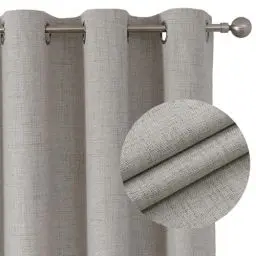 Produktbild: Joydeco 100% Blickdichte Vorhänge mit Ösen Gardinen Leinenoptik 2 Stück H 175 x B 140, Verdunkelungsvorhang Leinen Weiß Thermovorhang Hitzeschutz Grauweiß, für Schlafzimmer Wohnzimmer