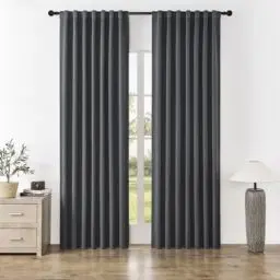 Produktbild: Joydeco Schlaufengardinen Blickdichte Vorhänge 2 Stück,H 175 x B 140 Grau Thermovorhang Hitzeschutz Schlaufenvorhang Verdunkelungsvorhang Curtains Blackout Vorhang Schlafzimmer Wohnzimmer