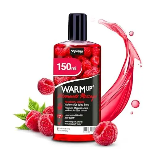 Produktbild: JOYDIVISION WARMup Massageöl Himbeere 150 ml I Massageliquid mit Wärme-Effekt I Massage Öl mit Himbeer Duft & Geschmack I Massageöle I Massage Oil I Massageöl wärmend