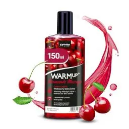 Produktbild: JOYDIVISION WARMup Massageöl Kirsche 150 ml I Massageliquid mit Wärme-Effekt I Massage mit Kirsch Duft & Geschmack öl-frei I Massageöle I Massage Oil I Massageöl wärmend