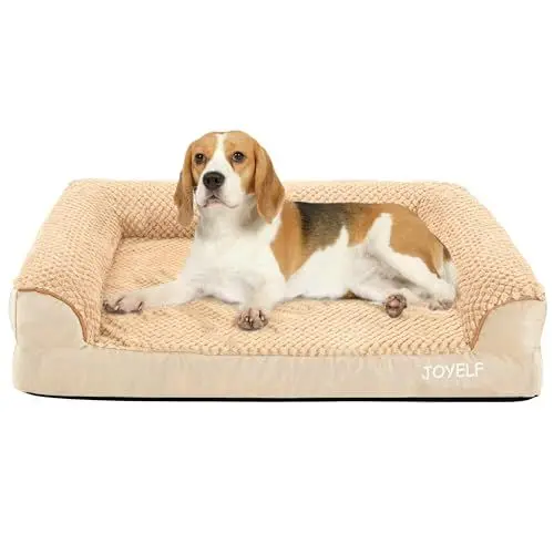 Produktbild: JOYELF Orthopädisches Hundebett für mittelgroße Hunde, U-förmiges Schaumstoffsofa mit abnehmbarem, waschbarem Bezug für kleine bis mittelgroße Hunde - Khaki