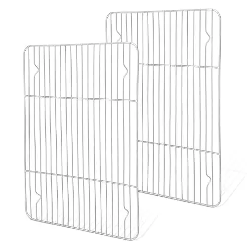Produktbild: Joyfair Abkühlgitter 2er Set, Edelstahl Große Kuchengitter Auskühlgitter Set, 38,6 x 28,4 cm, Rechteckig Backgitter zum Backen Kochen Kühlen Grillen, Gesund & Langlebig, Ofen- und Spülmaschinenfest