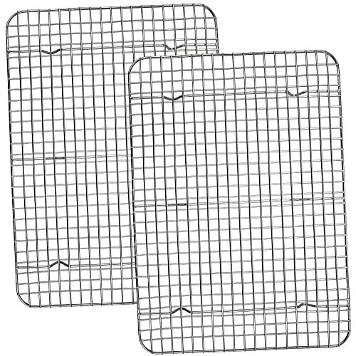 Produktbild: Joyfair Abkühlgitter, Edelstahl Kuchengitter Auskühlgitter 2er Set, Großer Rechteckiges Kühlgitter Backgitter zum Backen/Kühlen/Braten/Grillen, 39×28.5×2cm, Gesund & Rostfrei & Spülmaschinenfest