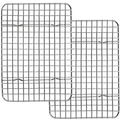Produktbild: Joyfair Abkühlgitter, Edelstahl Kuchengitter Auskühlgitter 2er Set, Rechteckiges Kühlgitter Backgitter zum Backen/Kühlen/Braten/Grillen, 29.8cm×22.8cm×2cm, Gesund & Rostfrei & Spülmaschinenfest