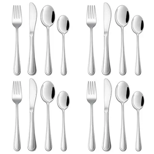 Produktbild: Joyfair Kinderbesteck, Edelstahl Kleiner Kinderbesteck 16er Set, Kinder Besteck Set für Jungen/Mädchen, Kleinkinder Löffel Messer Gabel Set ab 3 Jahre, Ungiftig & Gesund, Spülmaschinenfest