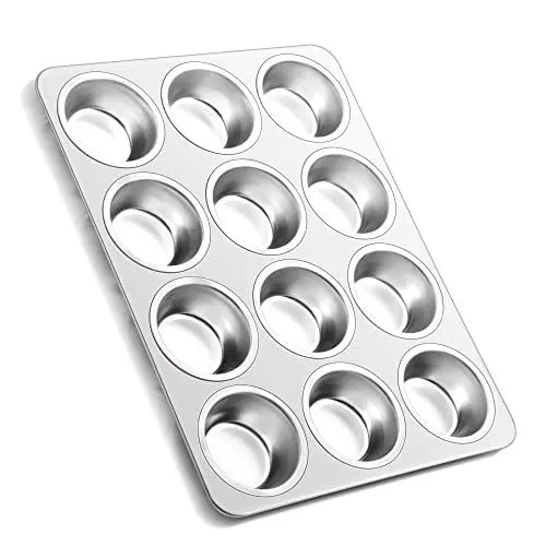 Produktbild: Joyfair Muffinform, Edelstahl Muffinblech für 12 Muffins, Muffinbackformen 35 x 27cm, Muffin Backform für Cupcakes, Brownies, Pudding, Kuchen, Ungiftig & Gesund, Backofen & Spülmaschinenfest