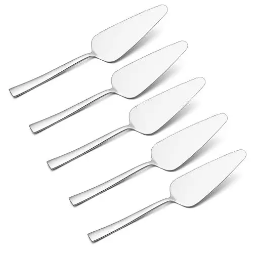Produktbild: Joyfair Tortenheber Set, 5 Stück Edelstahl Kuchenheber Tortenschaufel Set, Kuchenschaufel mit Gezackten Kanten für Restaurants, Küche, Partys und Hochzeiten, Hochglanzpoliert & Spülmaschinenfest