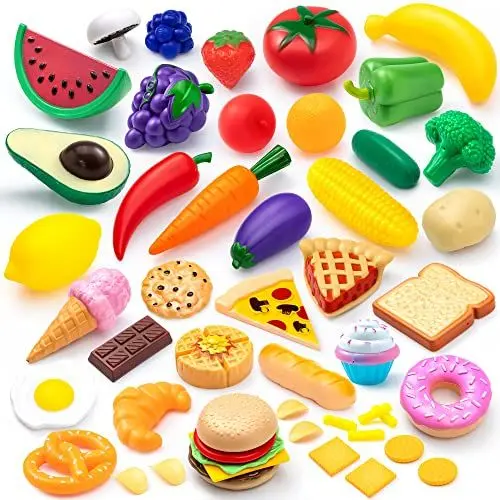 Produktbild: JOYIN 50 Stück Kinder Kunststoff Spielen Lebensmittel Spielzeug, gefälschte Lebensmittel, Küche Playset, Kleinkind phantasievolle Entwicklung Spielzeug, Weihnachten Bithday Geschenke Party Supplies