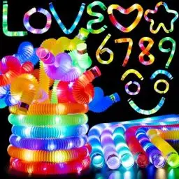 Produktbild: JOYIN 9 Stück 19cm Mitgebsel Kindergeburtstag ab 3+, Leuchtstäbe Knicklichter LED Pop Tubes Fidget Sensorik Spielzeug, Halloween Weihnachtstag Adventskalender Füllung, Kindergeburtstag Gastgeschenke