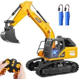 Produktbild: JOYIN Ferngesteuertes Bagger Spielzeug für ab 3 4 5 6 7 8 9 Jahren Junge, 2,4 GHz Bagger RC Spielzeugautos mit Licht und Sound, Geburtstags Geschenk