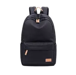 Produktbild: Joymoze Klassischer Einfarbiger Wasserdichter Schulrucksack für Teenager Retro Freizeit Rucksack Schwarz