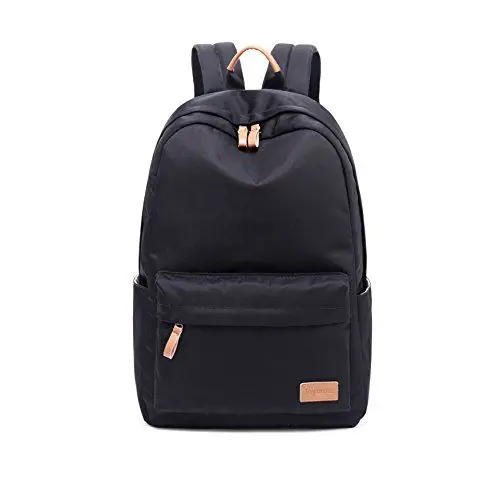 Produktbild: Joymoze Klassischer Einfarbiger Wasserdichter Schulrucksack für Teenager Retro Freizeit Rucksack Schwarz