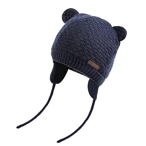 Produktbild: JOYORUN Unisex - Baby Mütze Beanie Strickmütze Unifarbe Wintermütze Navy Blau 43-46cm (Hersteller Größe: M)
