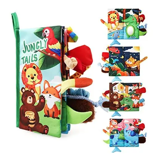 Produktbild: JoyPlus Baby Sensorik Spielzeug 0 Monate, Babybuch Baby Stoffbuch, 3D Bilderbuch Stoffbücher Fühlbuch Knisterbuch Baby mit Raschelpapier, Baby Bücher Geschenk für Jungen Mädchen