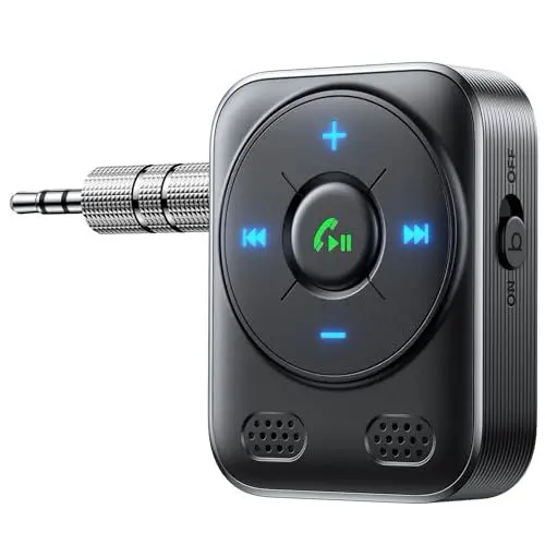 Produktbild: 2024 JOYROOM Bluetooth 5.4 Adapter Auto, Aux Bluetooth Adapter<strong>BASS & HiFi Stereo:</strong>  Bluetooth Empfänger Klinke Freisprenchanruf Mit LED-Anzeige, KFZ Bluetooth Klinke Adapter Mit 16 Stunden Spielzeit