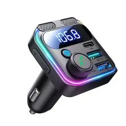 Produktbild: JOYROOM 48W Bluetooth Adapter Auto,<strong>Bass & Hi-Fi Stereo:</strong> FM Transmitter Auto Bluetooth 5.3,<strong>30W PD USB C & Freisprechanlage:</strong> Transmitter für Auto Bluetooth, Dual-Mikrofon & LED-Licht, Bluetooth & U-Disk