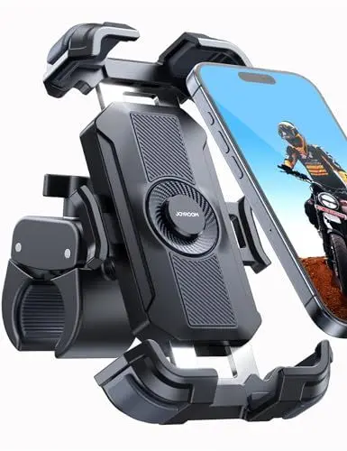 Produktbild: JOYROOM Handyhalterung Motorrad 2025 Upgrade (Metall Vibrationsgedämpft) Handyhalter Fahrrad, 360° Drehbar Lenker Halter für iPhone 16 Samsung Smartphone 4,7–7