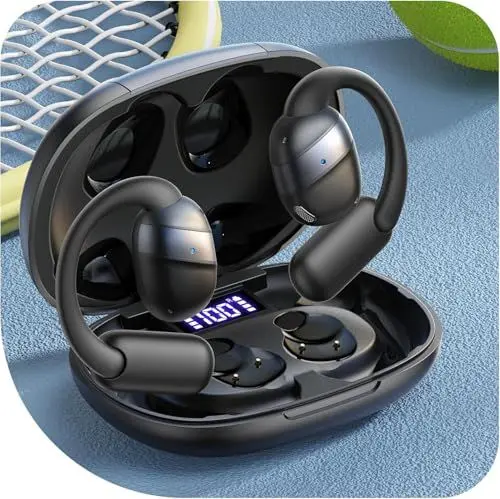 Produktbild: JOYROOM Open Ear Kopfhörer, Bluetooth 5.4 Kopfhörer Kabellos mit LED Digitaldisplay, Ultra-Komfort, Klare Anrufe, Kraftvoller Sound, 50H Spielzeit, IPX4 wasserdichte Sport-Ohrhörer für Laufen