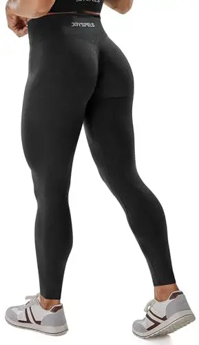 Produktbild: JOYSPELS Gym Sport Leggings Damen Scrunch Butt, High Waist Blickdicht Sporthose Lang Yogahose Po Push Up Seamless Shape Tights Schwarz L