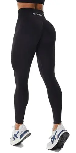 Produktbild: JOYSPELS Sport Leggings Damen, High Waist Sporthose Blickdicht Sportleggins Scrunch Butt Leggins Push Up Yogahose, Schwarz M